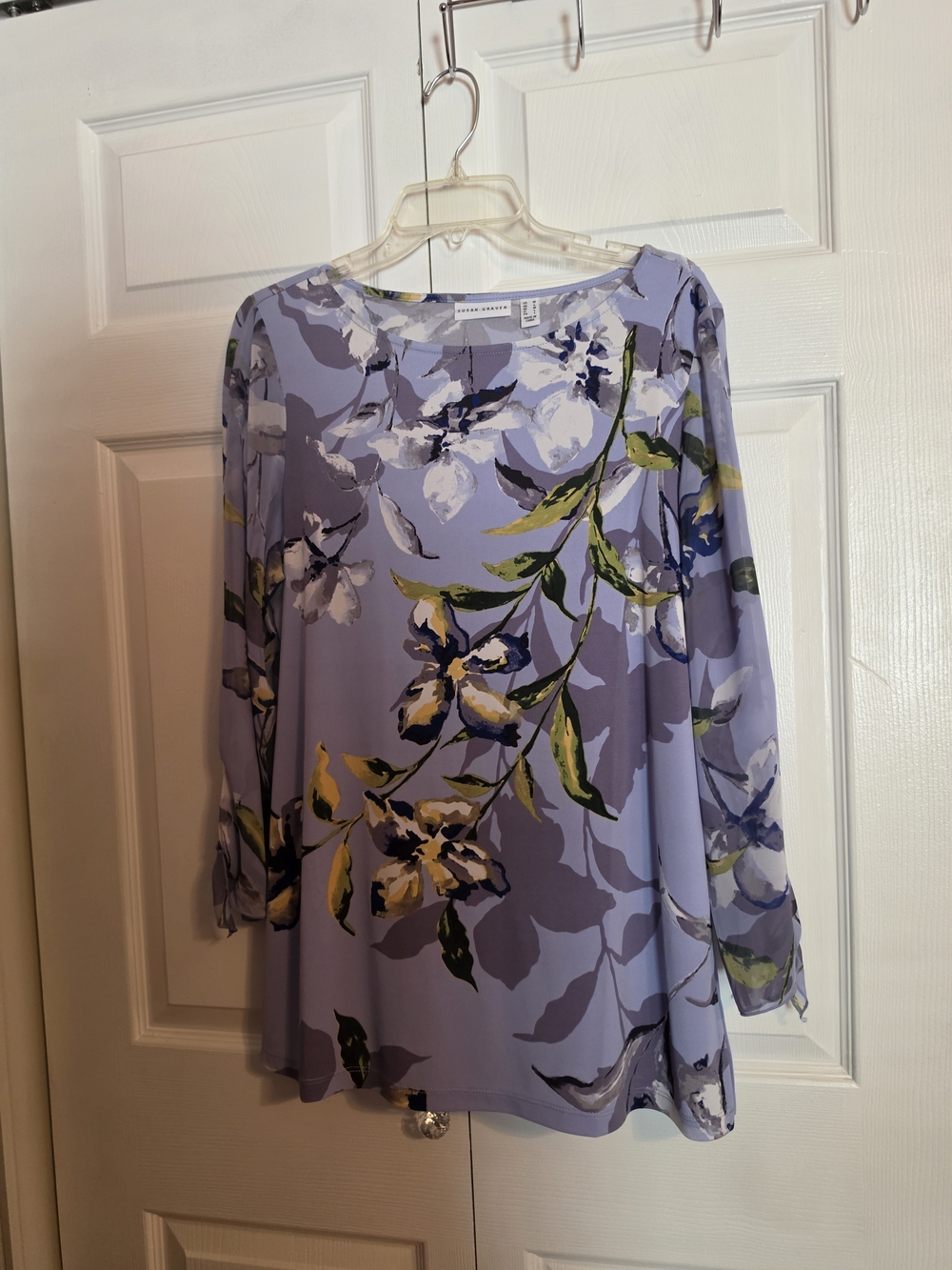 Susan Graver Lavender Floral Scoop Neck Tunic